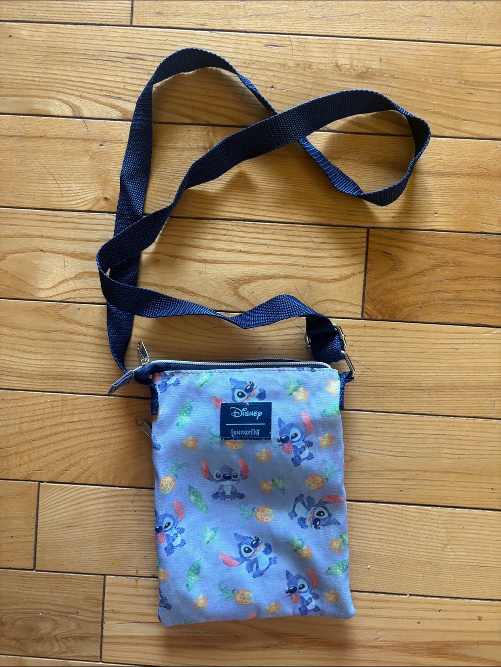Loungefly Disney Blue Stitch Pattern Crossbody Bag